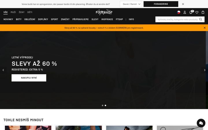 Screenshot of footshop.cz