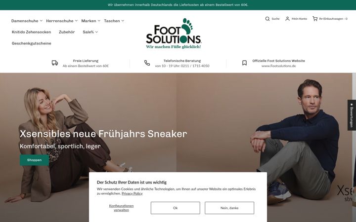 Captură de ecran a footsolutions-onlineshop.de