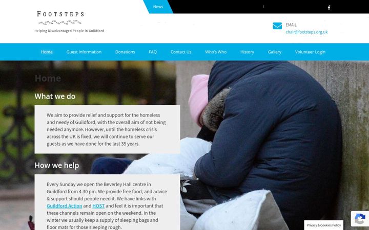 Screenshot of footsteps.org.uk