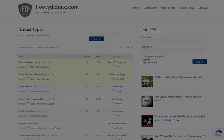 Screenshot of footydebate.com