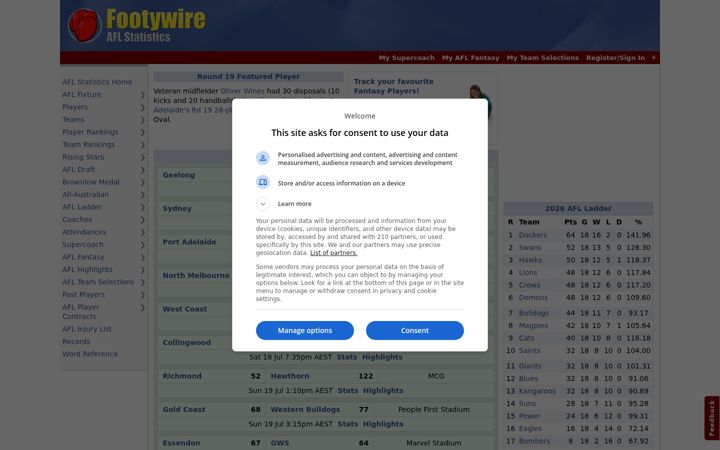 Screenshot of footywire.com