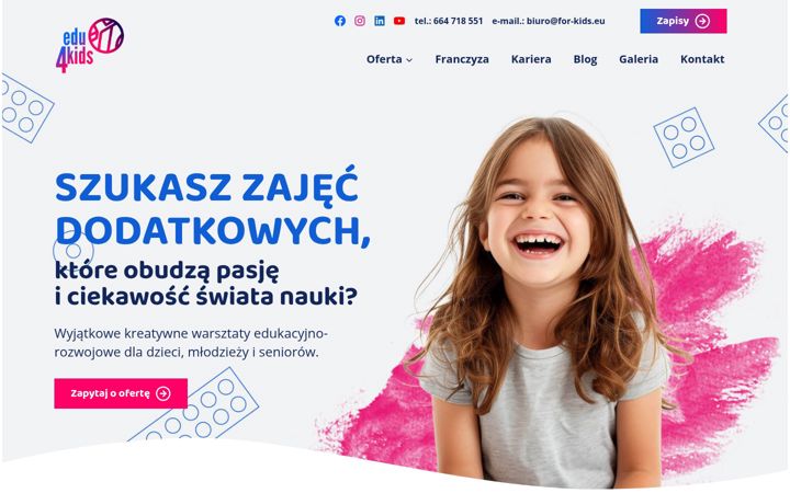 Kuvakaappaus sivustosta for-kids.eu