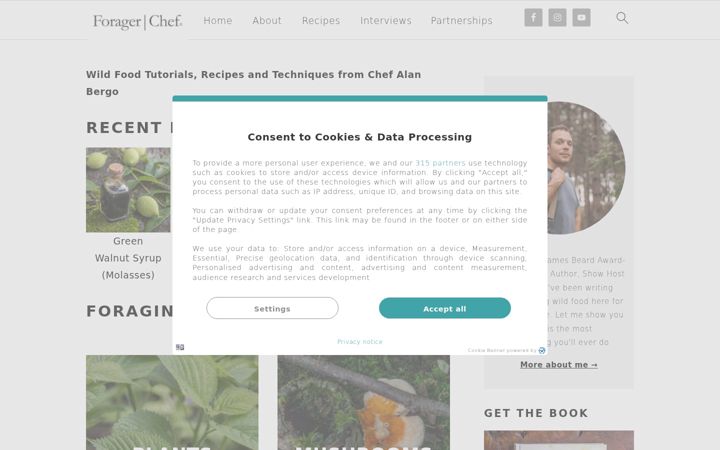 Screenshot of foragerchef.com