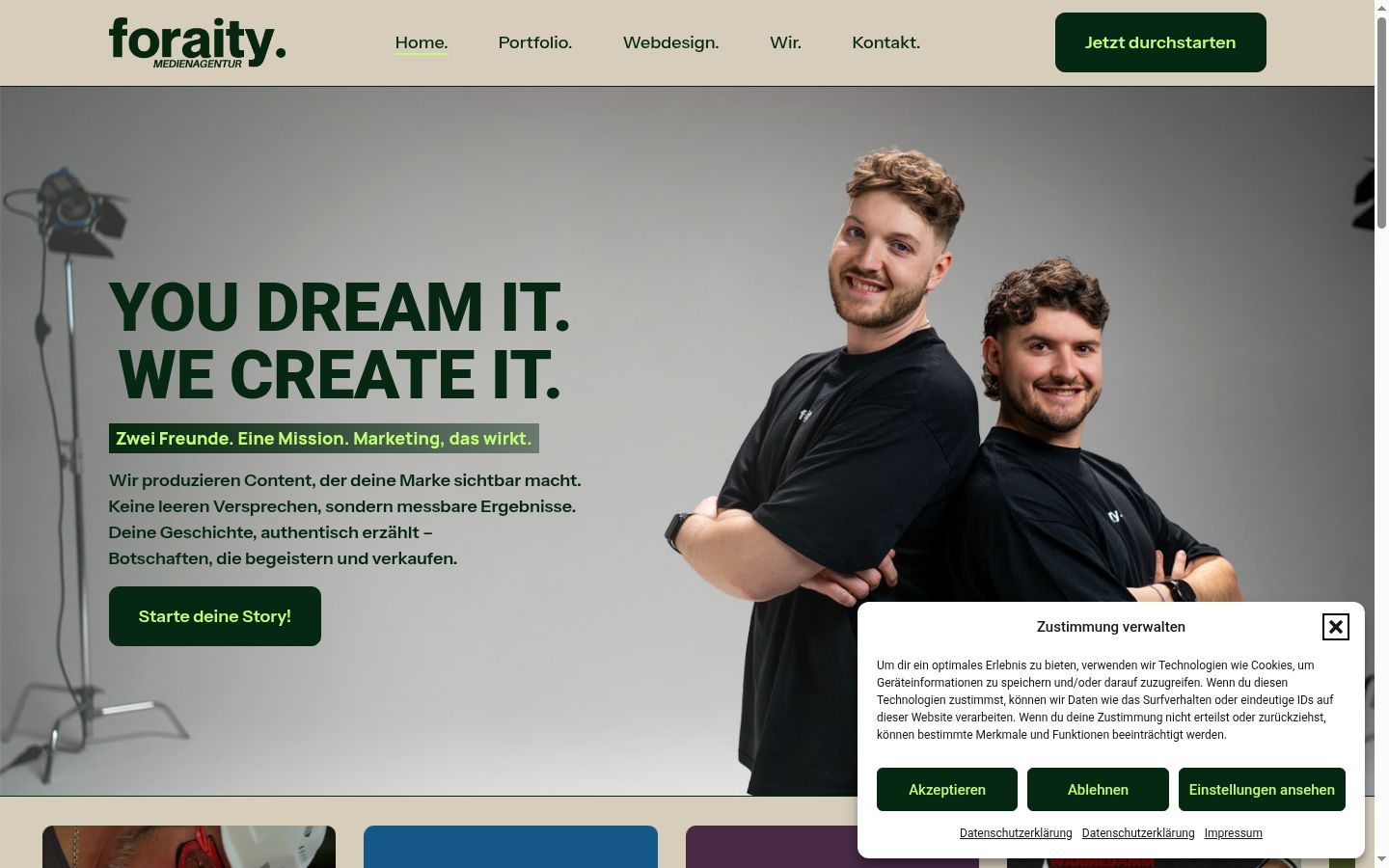 Sutikimo reklamjuostės, rodytos prieš bet kokią sąveiką, ekrano kopija