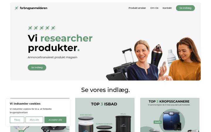 Screenshot of forbrugsanmelderen.dk