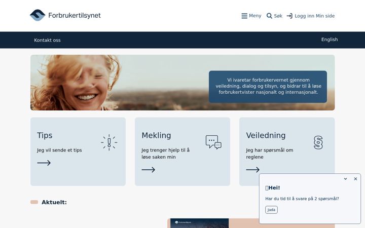Screenshot of forbrukertilsynet.no