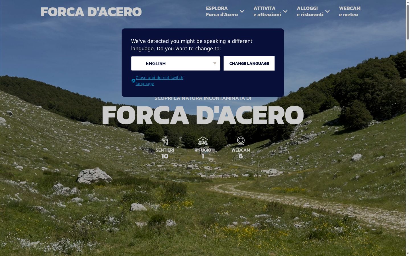 Screenshot del banner di consenso mostrato prima di qualsiasi interazione