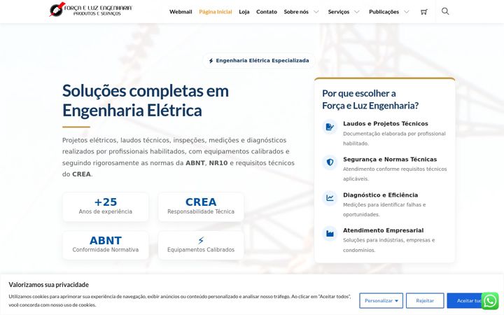 Screenshot of forcaeluz.eng.br