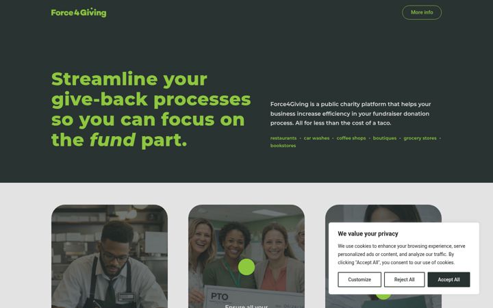 Screenshot of force4giving.org