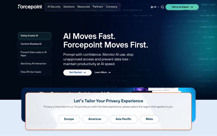 Екранна снимка на forcepoint.com