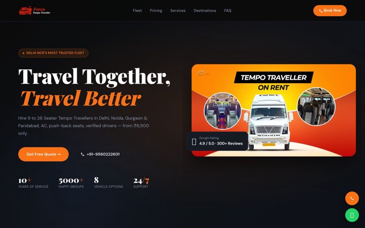 Screenshot of forcetempotraveller.com