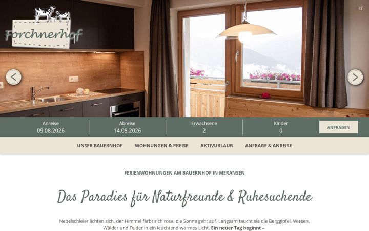Screenshot of forchnerhof.it