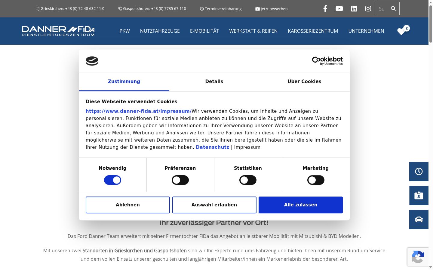 Captură de ecran a bannerului de consimțământ afișat înainte de orice interacțiune