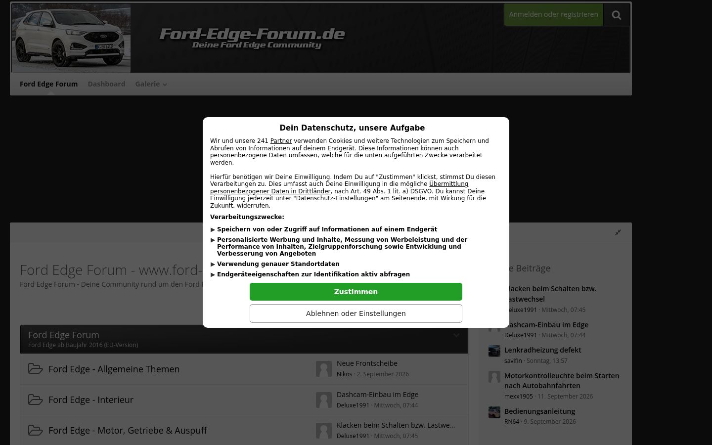 Képernyőkép a bármilyen interakció előtt megjelenő hozzájárulási bannerről