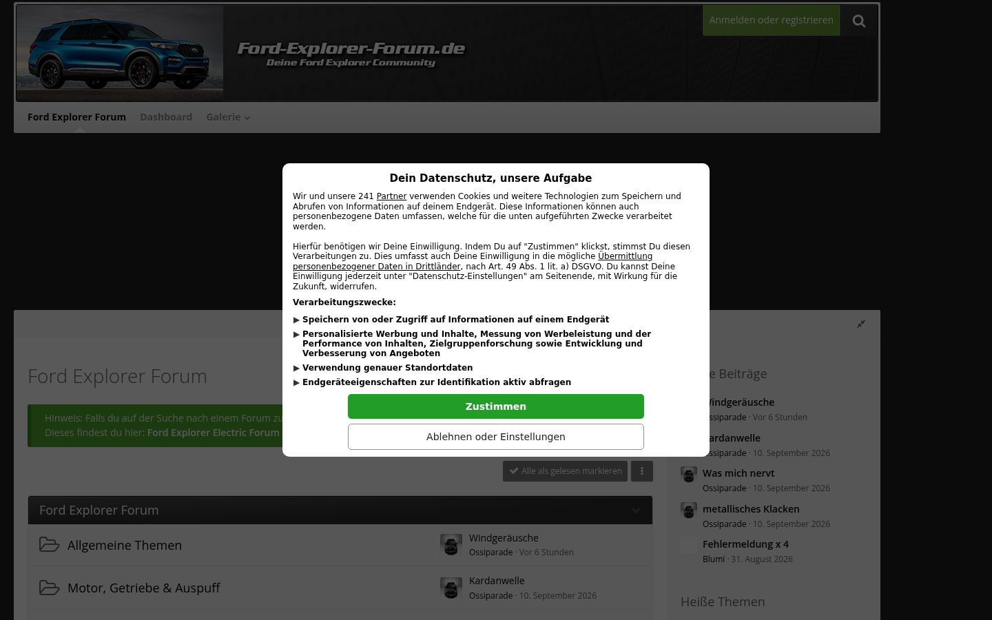 Posnetek zaslona pasice za privolitev, prikazane pred kakršno koli interakcijo