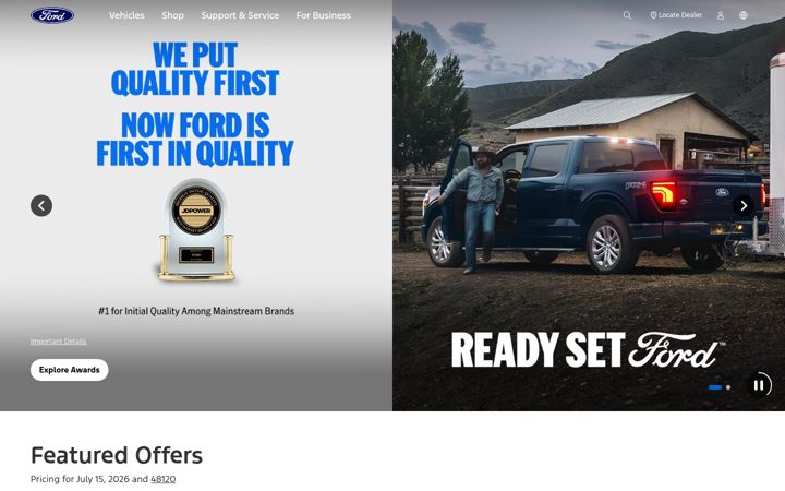 Snimka zaslona za ford.com