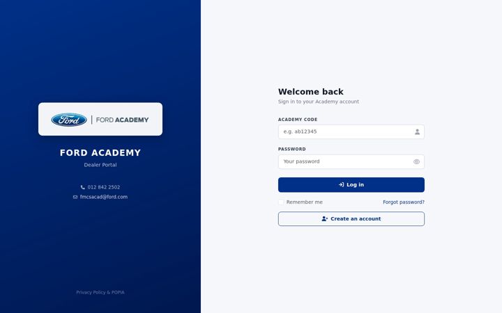 Snimka zaslona za fordacademy.co.za