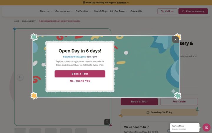 Screenshot of fordingbridgedaynursery.com