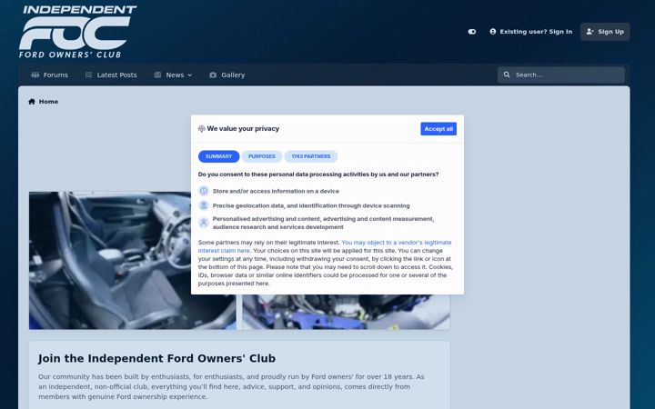 Screenshot of fordownersclub.com