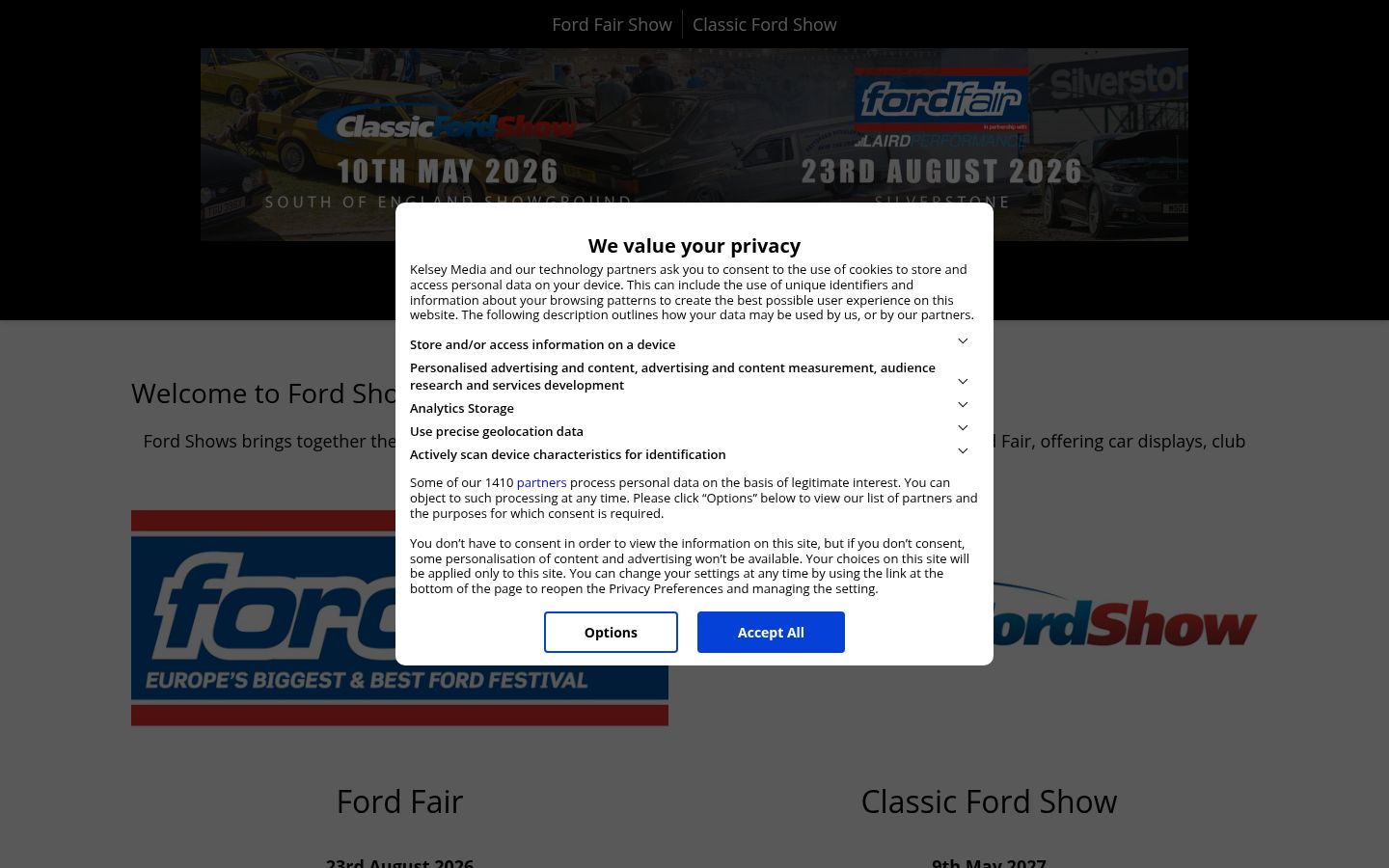 Screenshot of the consent banner shown before any interaction