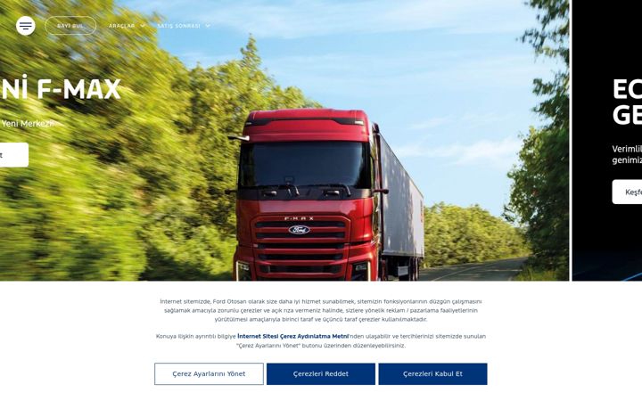 Snímek obrazovky fordtrucks.com.tr