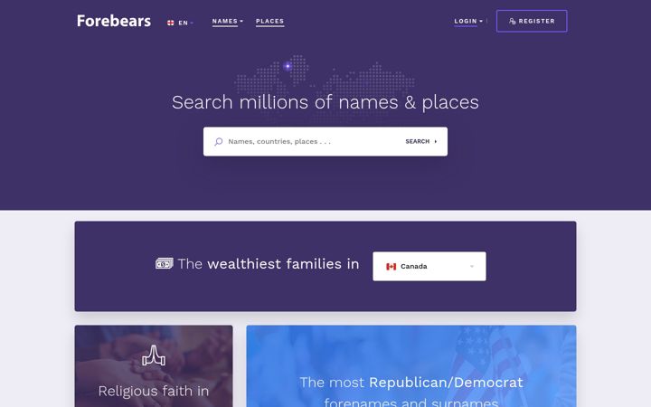 Ekraanipilt saidist forebears.io