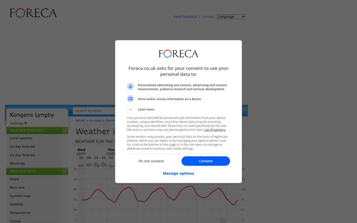 Screenshot of foreca.co.uk