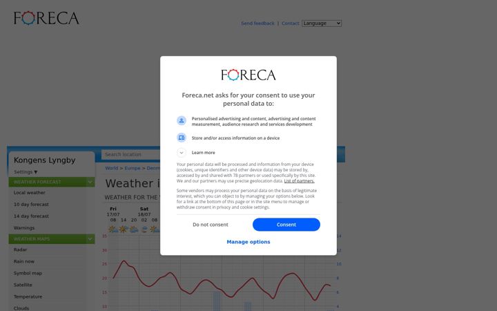 Screenshot stránky foreca.net