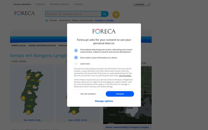 Screenshot of foreca.pt