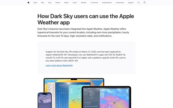 Captura de ecrã de forecast.io