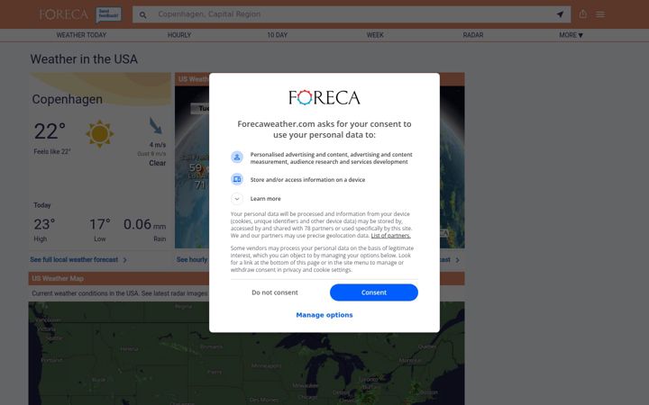 Screenshot of forecaweather.com