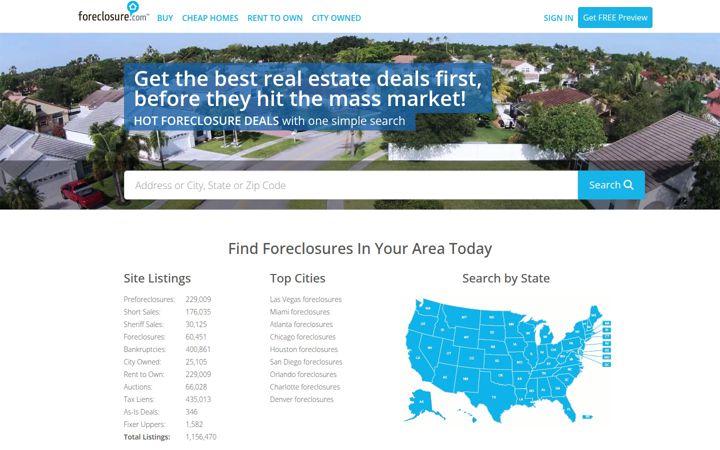 Ekrano kopija foreclosure.com