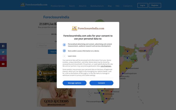 Skærmbillede af foreclosureindia.com