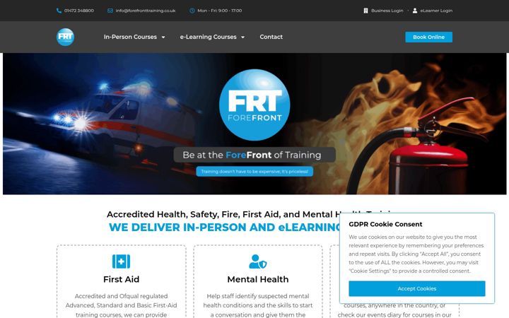Screenshot of forefronttraining.co.uk