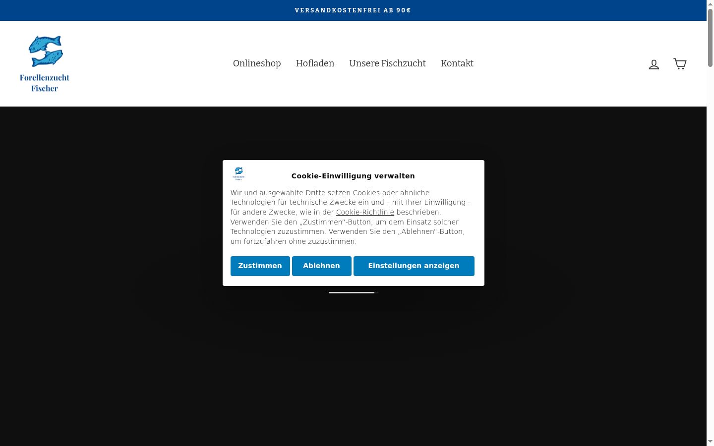 Screenshot of the consent banner shown before any interaction