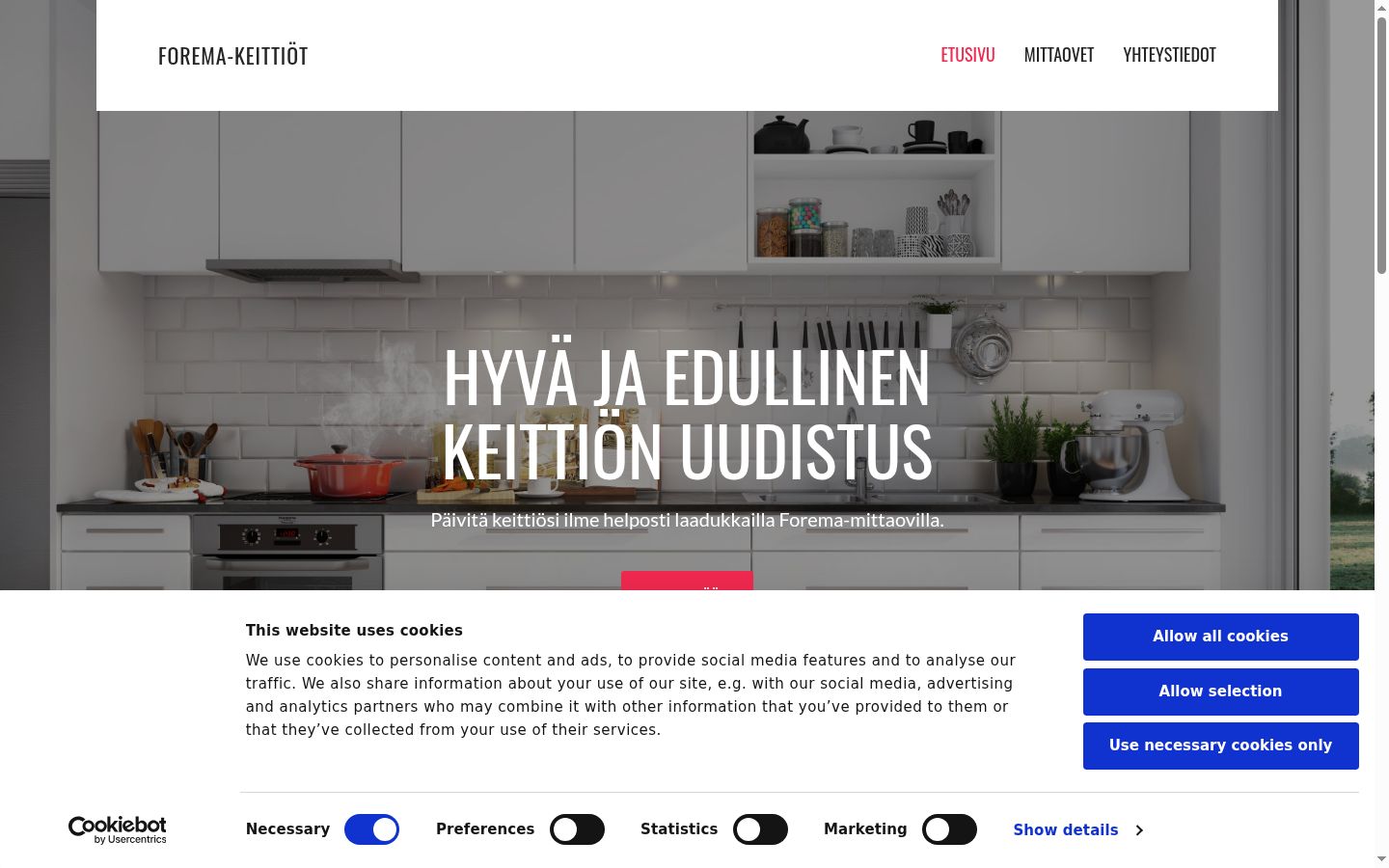 Skärmbild av samtyckesbannern som visades före någon interaktion