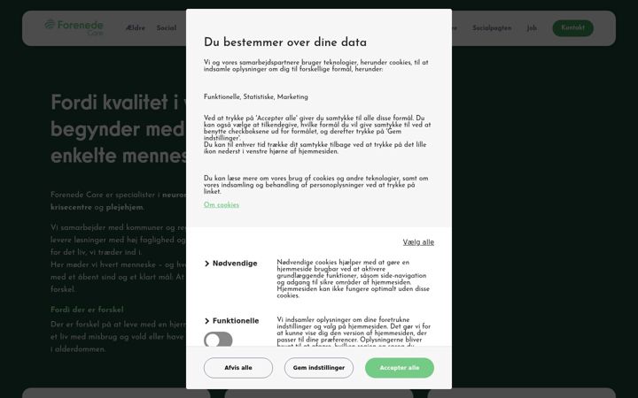 Screenshot of forenede-care.dk