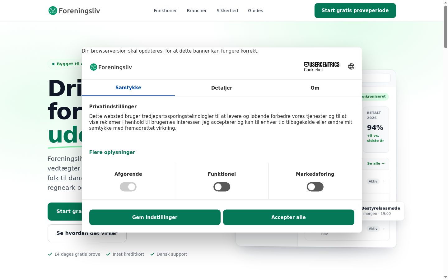 Skjámynd af samþykkisborðanum eins og hann birtist áður en nokkur samskipti fóru fram