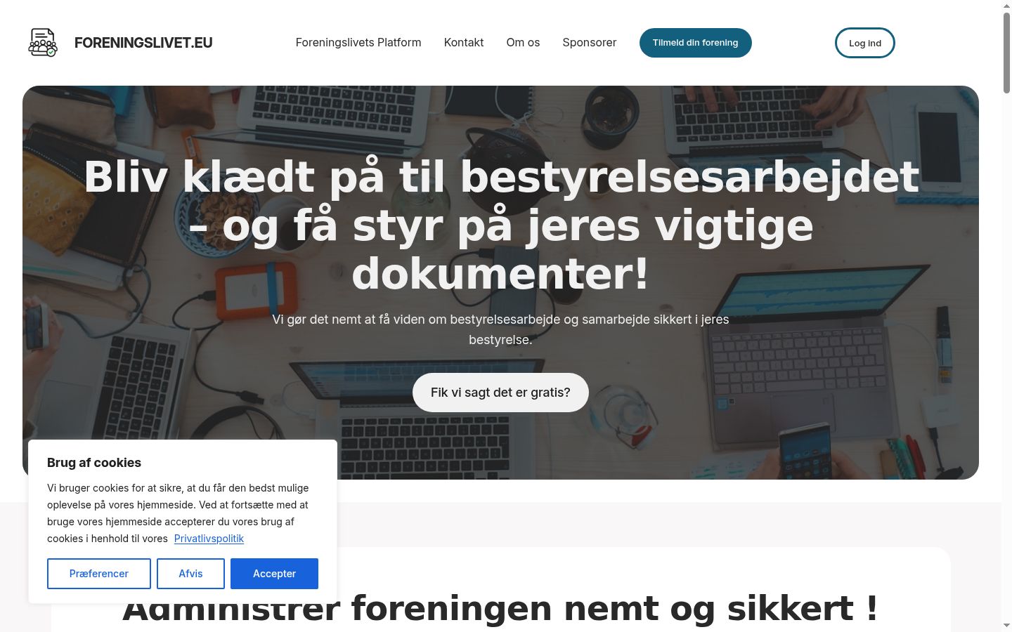 Captura de ecrã do banner de consentimento apresentado antes de qualquer interação
