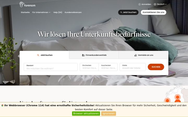 Screenshot of forenom.de