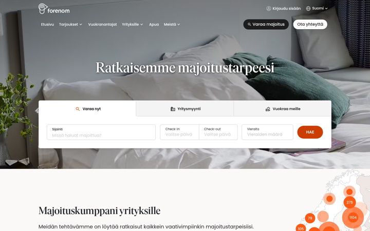 Screenshot of forenom.fi