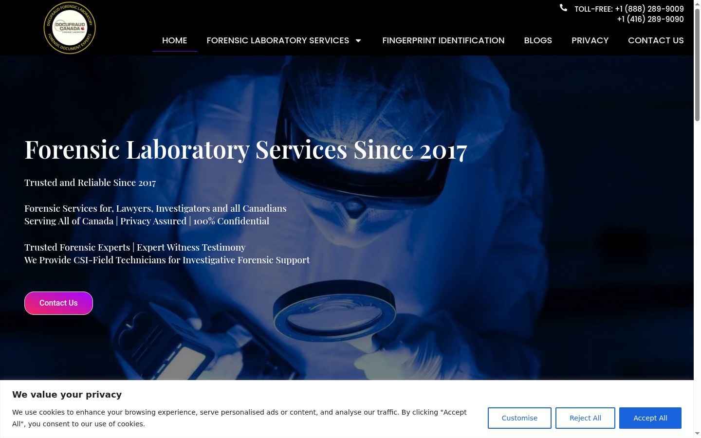 Screenshot of the consent banner shown before any interaction