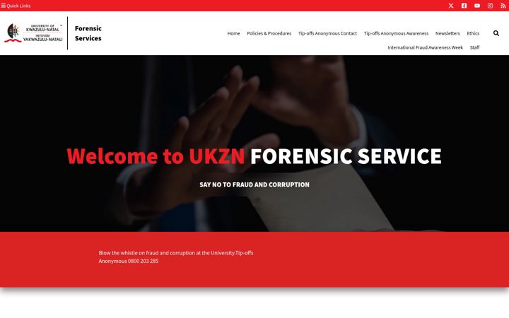 Snimka zaslona za forensicservices.ukzn.ac.za