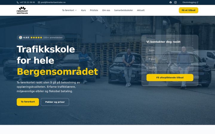 Screenshot of forerkortsentralen.no