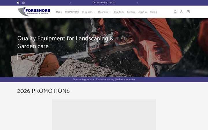 Screenshot of foreshoreequipment.com