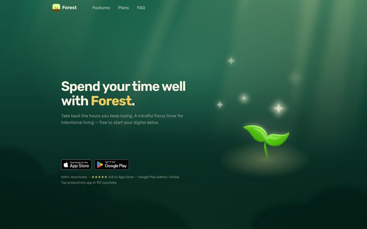 Captura de ecrã de forestapp.cc