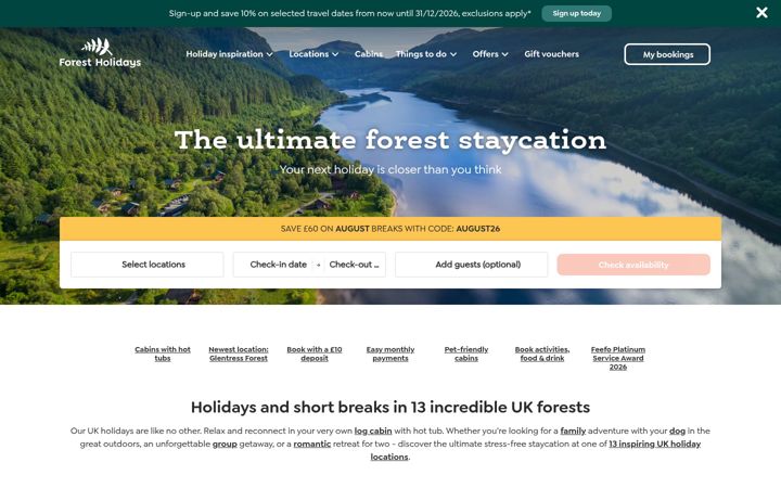 Screenshot of forestholidays.co.uk