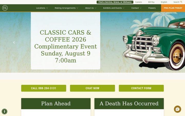 Captura de pantalla de forestlawn.com