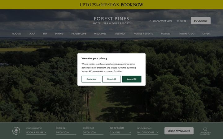 Screenshot of forestpineshotel.co.uk