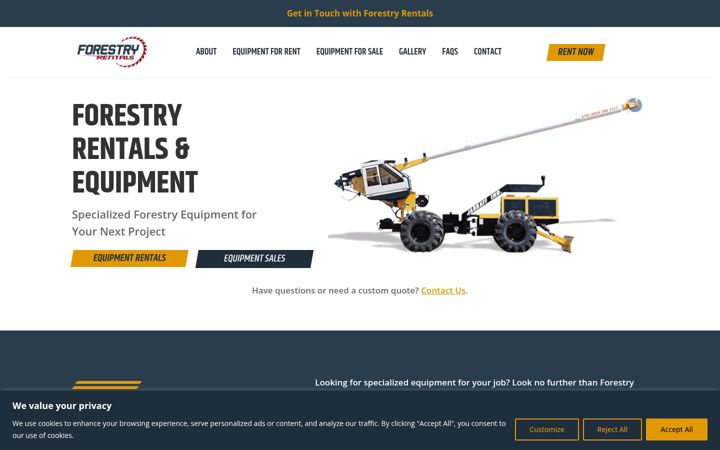Screenshot of forestryrentals.com